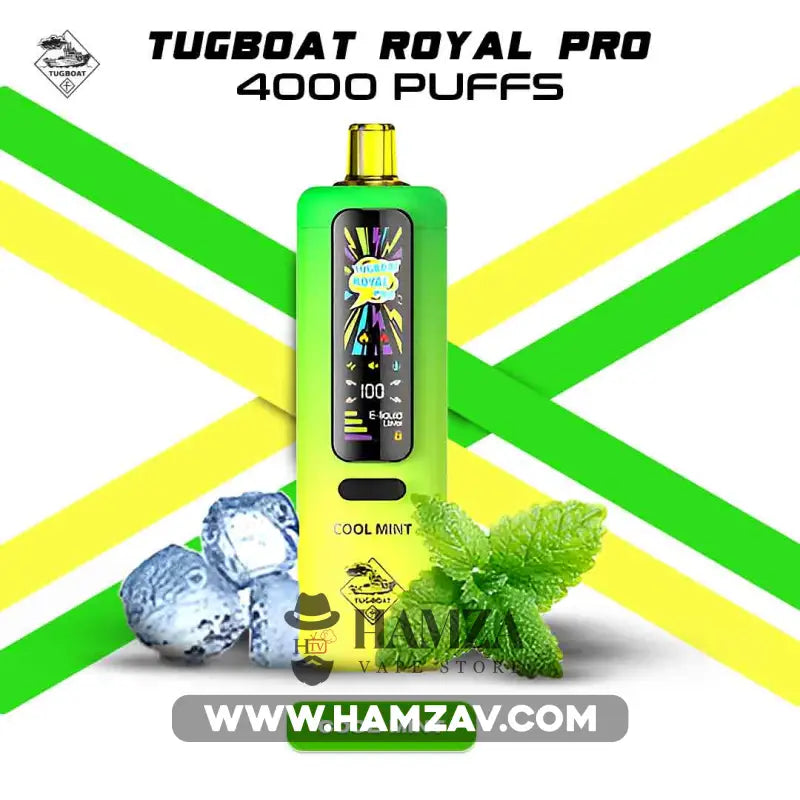 Tugboat Royal Pro Disposable 40K Puffs Cool Mint - تاجبوت ديسبوزابل 40 الف بف نعناع ايس 40000 / 3mg (Freebase)