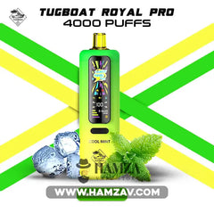 Tugboat Royal Pro Disposable 40K Puffs Cool Mint - تاجبوت ديسبوزابل 40 الف بف نعناع ايس 40000 / 3mg (Freebase)