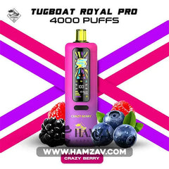 Tugboat Royal Pro Disposable 40K Puffs Crazy Berry - تاجبوت ديسبوزابل 40 الف بف ميكس توت - 40000 / 3mg (Freebase)