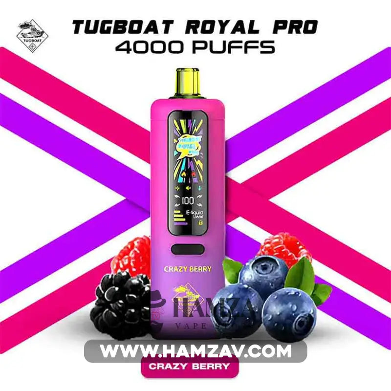 Tugboat Royal Pro Disposable 40K Puffs Crazy Berry تاجبوت ديسبوزابل 40 الف بف ميكس توت 40000 / 3mg (Freebase) Disposable