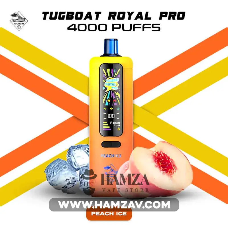 Tugboat Royal Pro Disposable 40K Puffs Peach Ice - تاجبوت ديسبوزابل 40 الف بف خوخ ايس - 40000 / 3mg (Freebase)