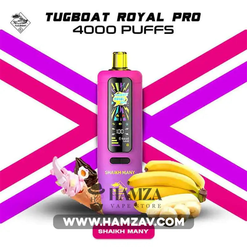 Tugboat Royal Pro Disposable 40K Puffs Shaikh Many - تاجبوت ديسبوزابل 40 الف بف ميلك شيك فواكه - 40000 / 3mg (Freebase)