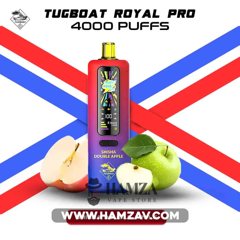 Tugboat Royal Pro Disposable 40K Puffs Shisha Douple Apple - تاجبوت ديسبوزابل 40 الف بف شيشة تفاحتين 40000 / 3mg