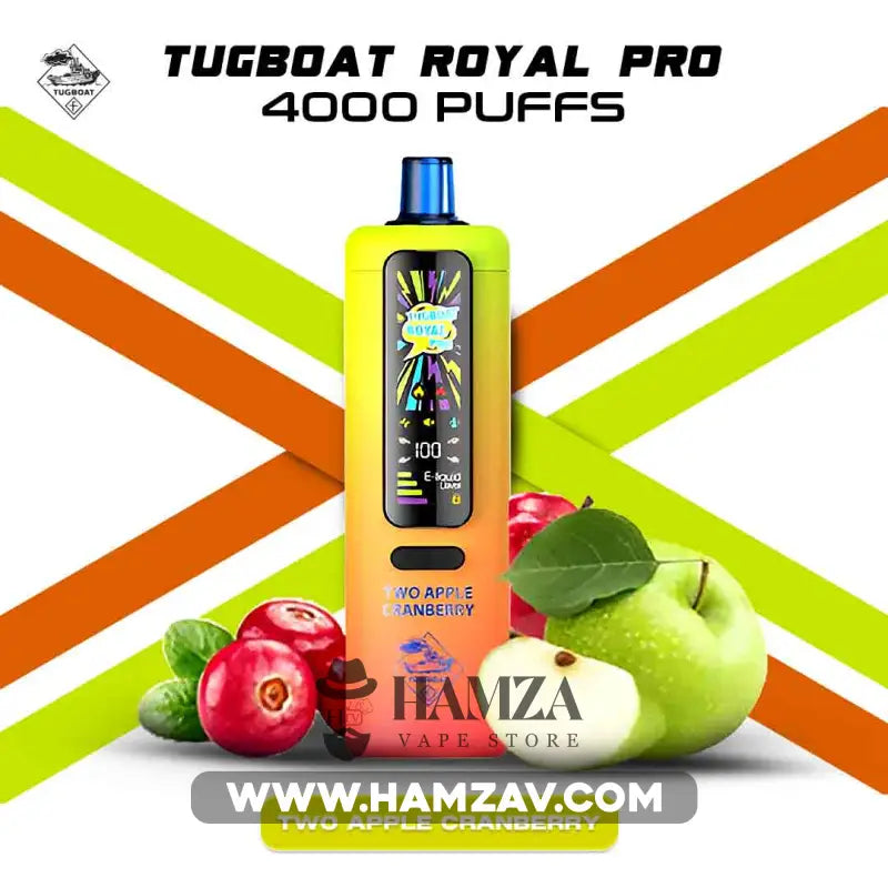 Tugboat Royal Pro Disposable 40K Puffs Two Apple CranBerry تاجبوت ديسبوزابل 40 الف بف تفاحتين توت برى 40000 / 3mg