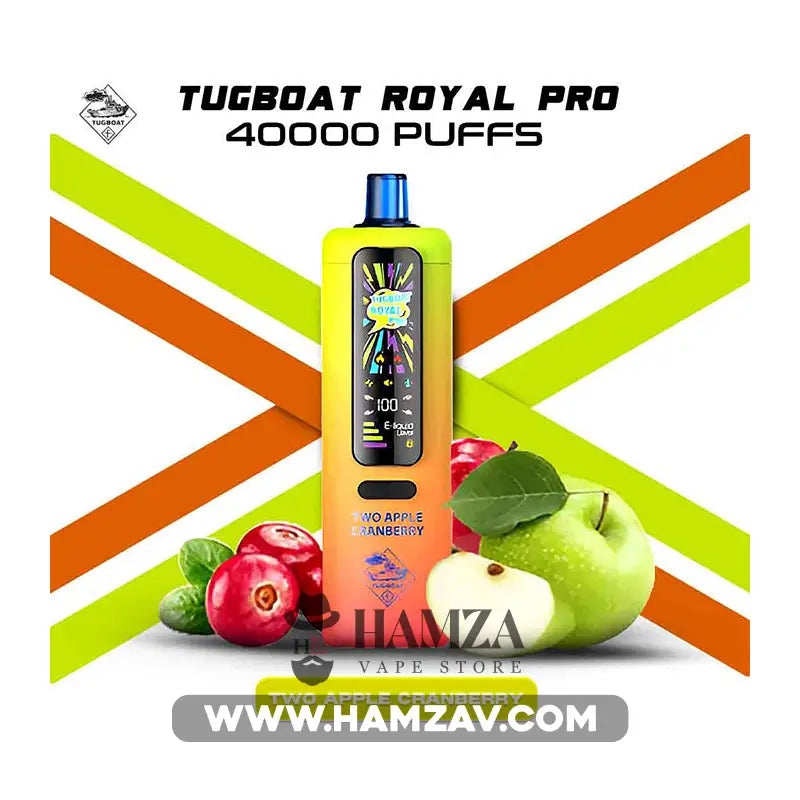 Tugboat Royal Pro Disposable 40K Puffs Two Apple CranBerry - تاجبوت ديسبوزابل 40 الف بف تفاحتين توت برى - 40000 / 3mg