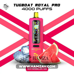 Tugboat Royal Pro Disposable 40K Puffs Watermelon Ice - تاجبوت ديسبوزابل 40 الف بف بطيخ ايس - 40000 / 3mg (Freebase)