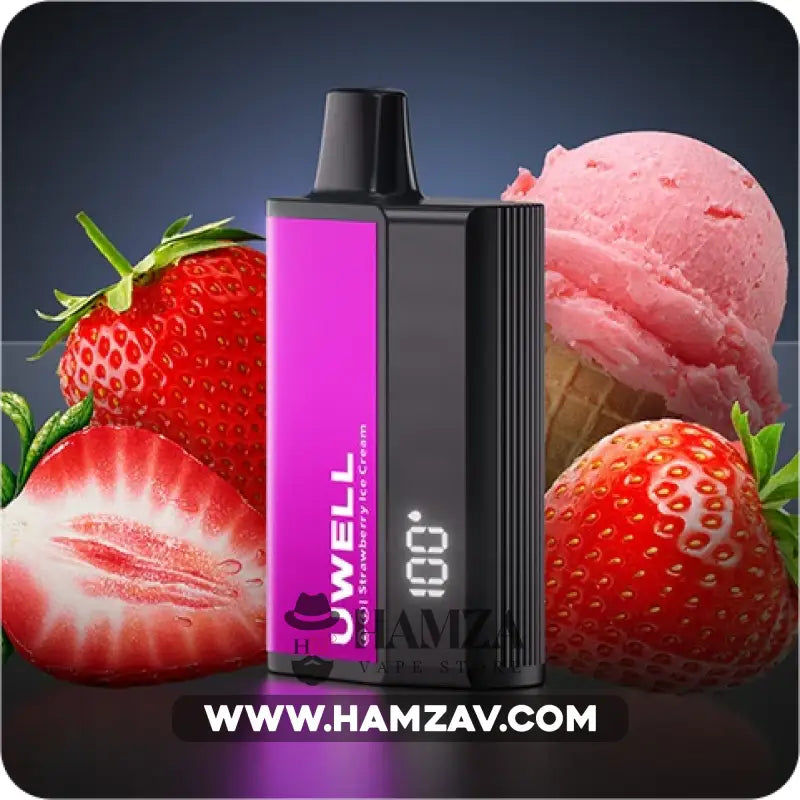 Uwell Disposable Dl8000 Puffs Strawberry Ice Cream - يوويل دي ال ٨٠٠٠ ديسبوزابل فراولة ايس كريم