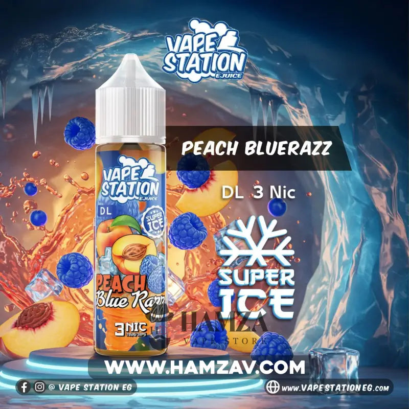 Vape Station Super Ice Peach Blue Razz - فيب ستيشن سوبر ايس خوخ توت ازرق ساقع Egyptian Liquid