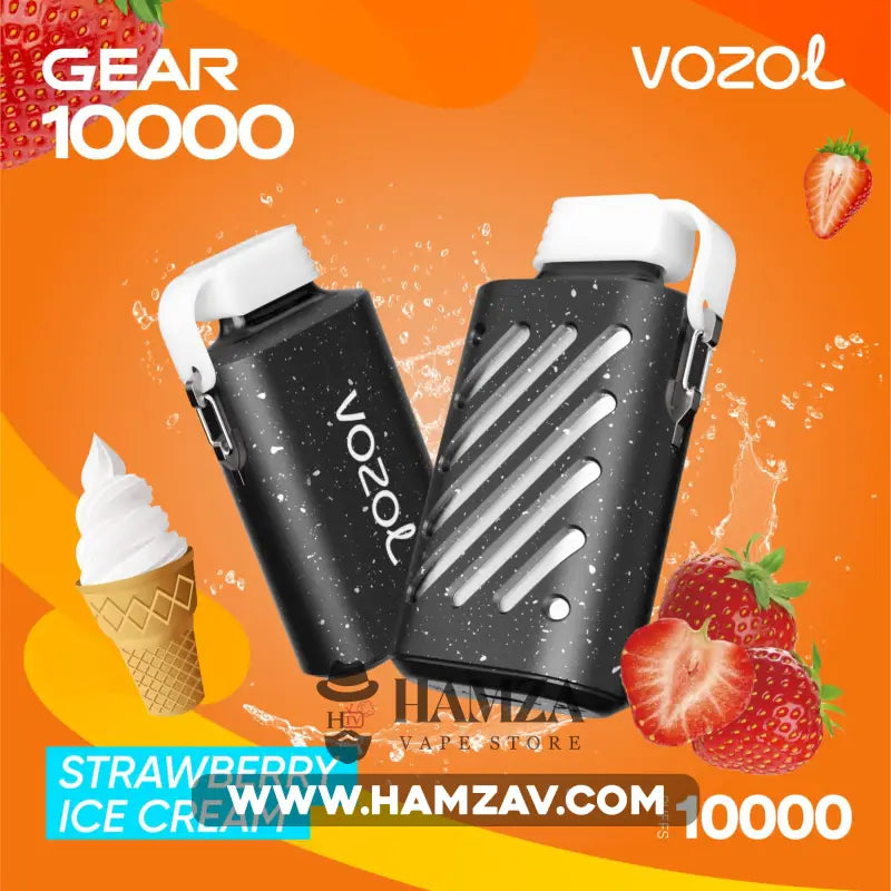 Vozol Disposable Gear 10000 Puffs Strawberry Ice Cream - فوزول جير ديسبوزابل ايس كريم فراولة