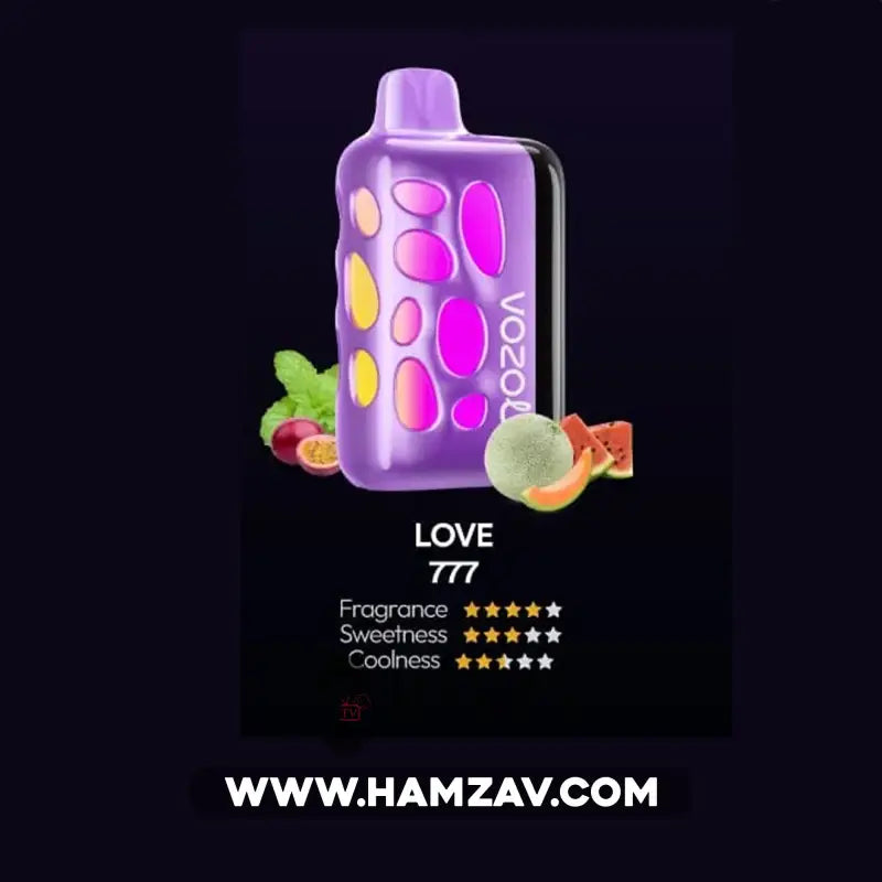 Vozol Disposable Rave 40000 Puffs Love 777 - فوزول فيستا ديسبوزابل باشون فروت بطيخ شمام نعناع 40000 / 5% SaltNic