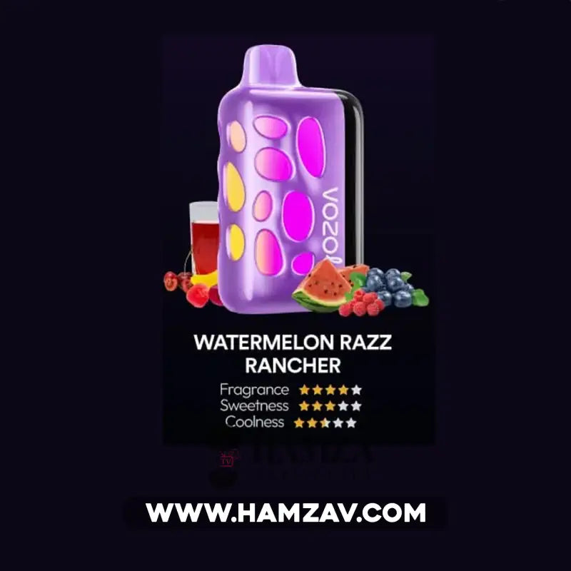 Vozol Disposable Rave 40000 Puffs Watermelon Razz Rancher - فوزول ريف ديسبوزابل كريز توت بطيخ 40000 / 5% SaltNic