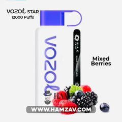 Vozol Disposable Star 12000 Puffs Mixed Berries - فوزول ستار ديسبوزابل ميكس توت