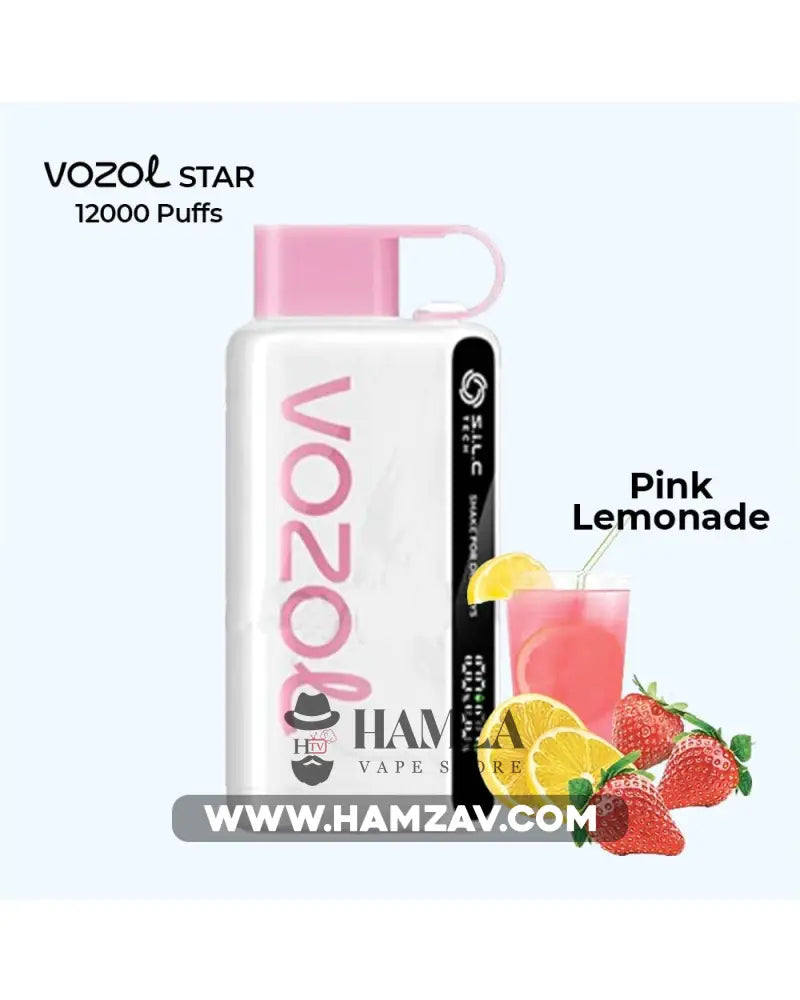 Vozol Disposable Star 12000 Puffs Pink Lemonade - فوزول ستار ديسبوزابل ليمونادة فراولة