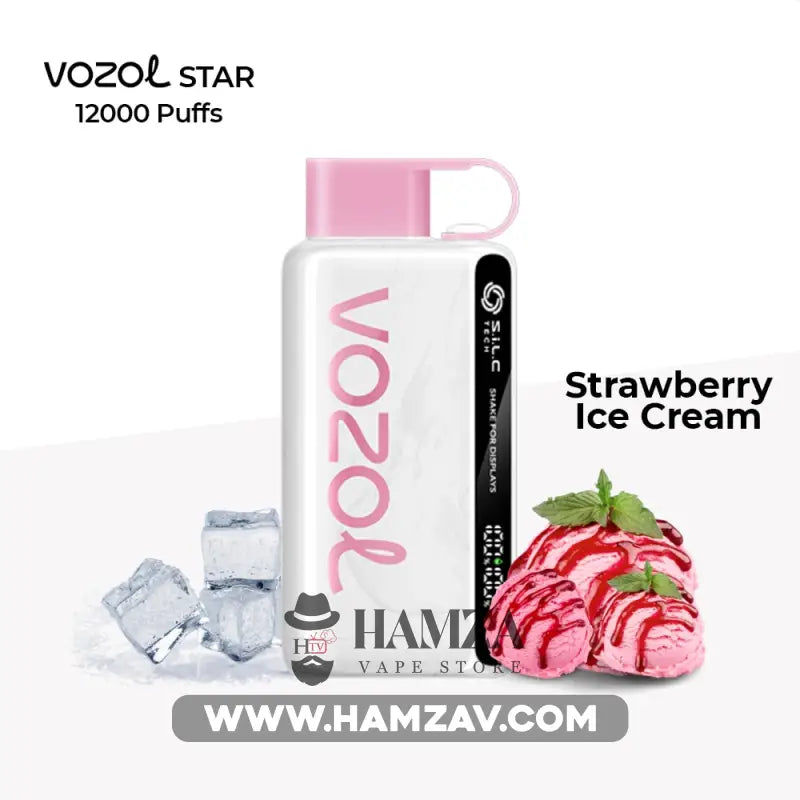 Vozol Disposable Star 12000 Puffs Strawberry Ice Cream - فوزول ستار ديسبوزابل ايس كريم فراولة