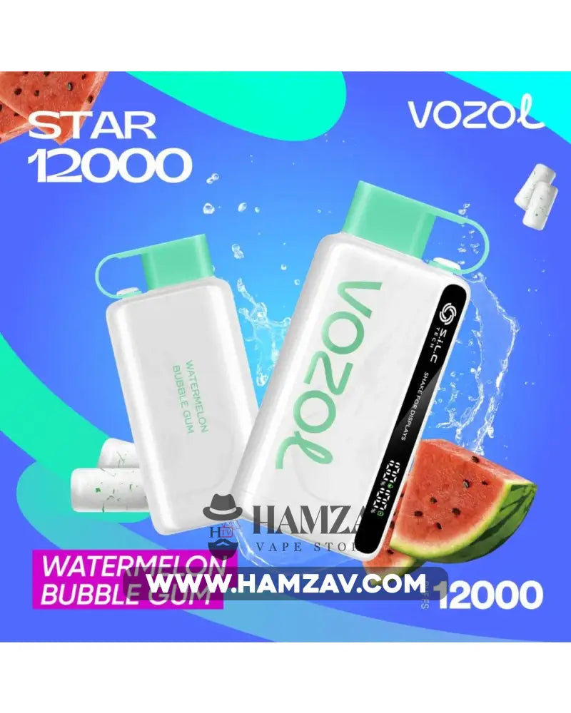 Vozol Disposable Star 12000 Puffs Watermelon Bubblegum - فوزول ستار ديسبوزابل لبان بطيخ