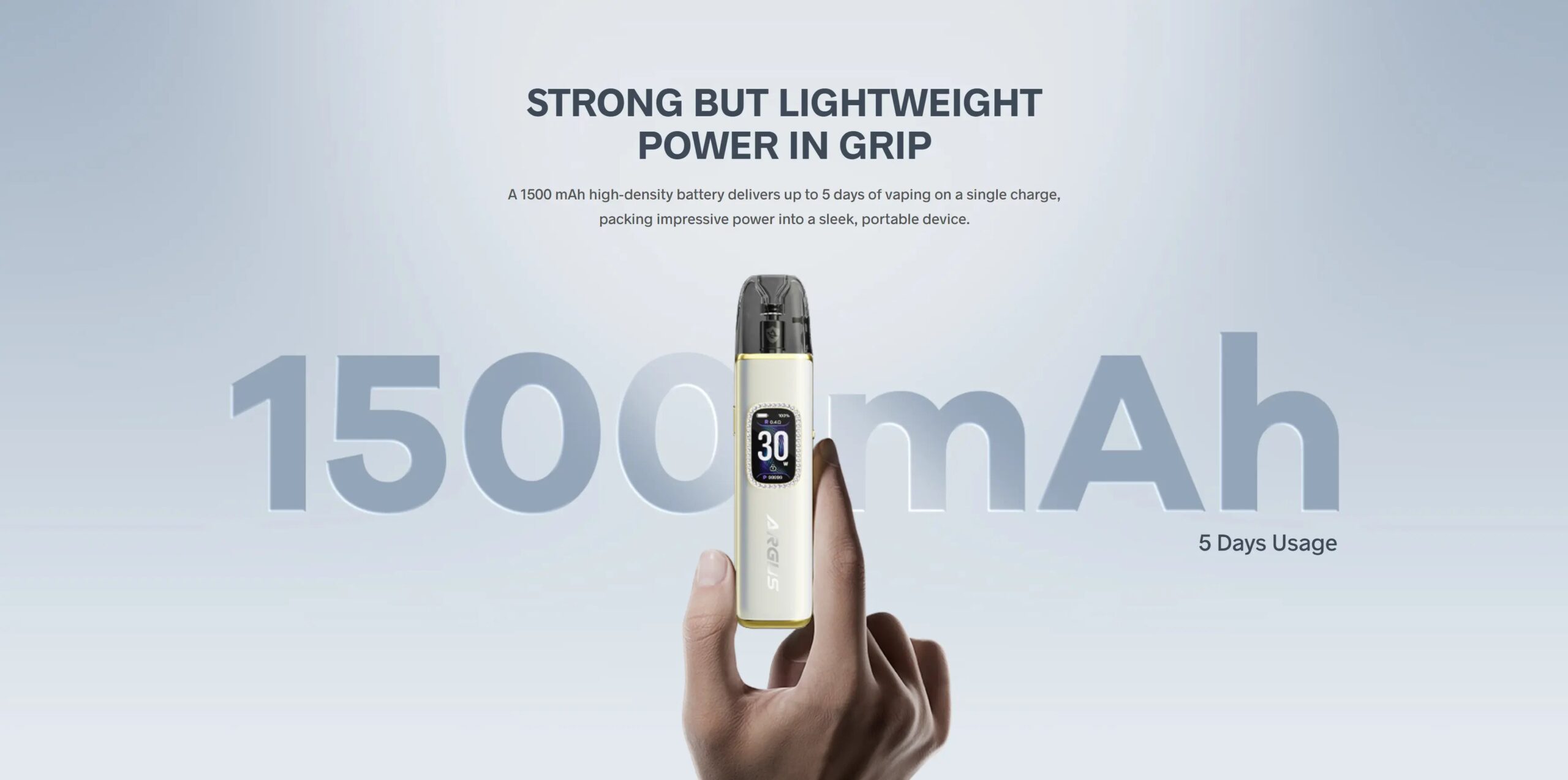 VooPoo Argus G3 pod kit with 1500mAh high-capacity battery for up to 5 days of use
