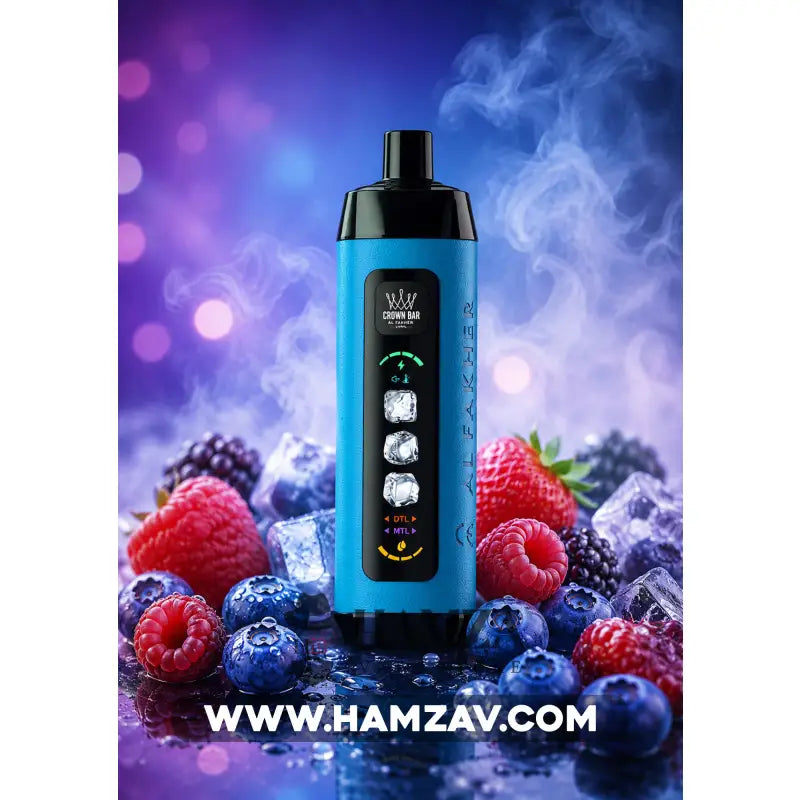 Crown Bar Al Fakher 25K Puff Ice Control Berry blue - كراون بار الفاخر 25 ألف بف أيس كنترول بيرى بلو - 25000 / 5mg