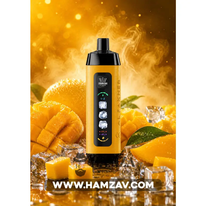 Crown Bar Al Fakher 25K Puff Ice Control Cool Mango - كراون بار الفاخر 25 ألف بف أيس كنترول مانجو أيس - 25000 / 5mg