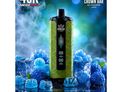 Crown Bar Al Fakher Mega Max 40K Puff Bluerazz blast - كراون بار الفاخر ميجا ماكس 40 ألف بف بلو راز بلاست - 40000 / 5mg