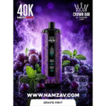 Crown Bar Al Fakher Mega Max 40K Puff Grape Mint - كراون بار الفاخر ميجا ماكس 40 ألف بف عنب نعناع أيس - 40000 / 5mg