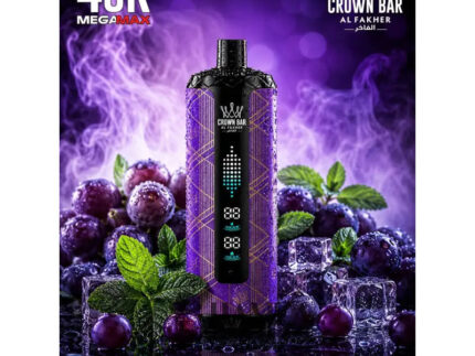 Crown Bar Al Fakher Mega Max 40K Puff Grape Mint - كراون بار الفاخر ميجا ماكس 40 ألف بف عنب نعناع أيس - 40000 / 5mg