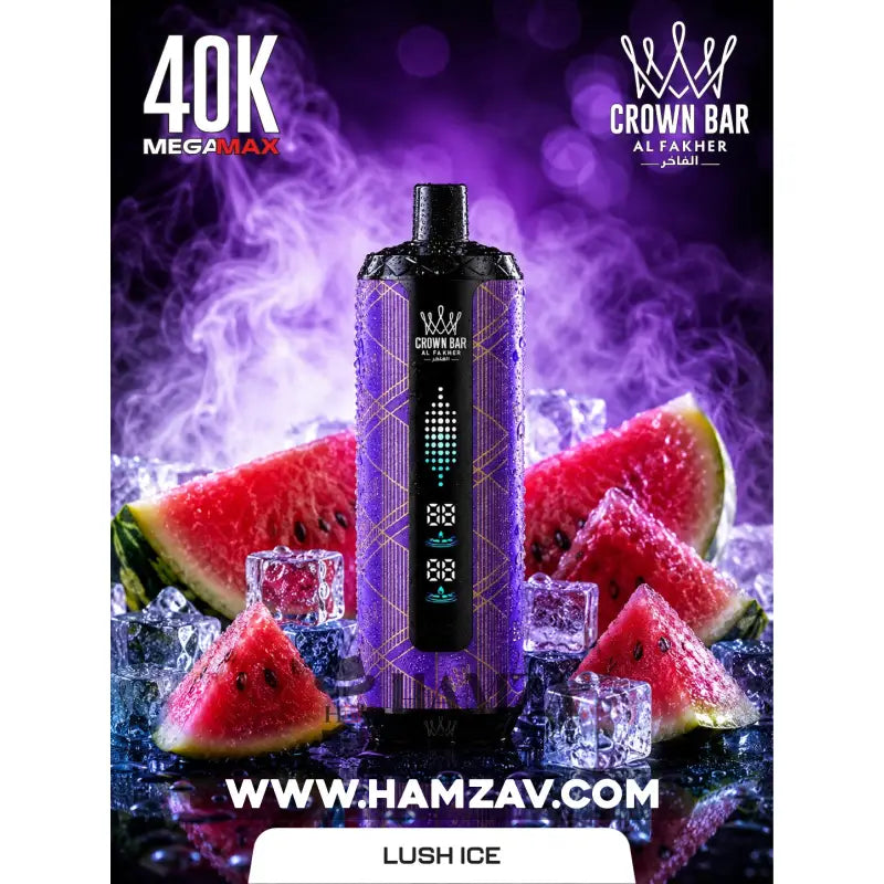crown-bar-al-fakher-mega-max-40k-puff-lush-ice-krawn-alfakhr-myja-maks-40-alf-bf-btykh-ays-40000-5mg-freebase-disposable-650 Crown Bar Al Fakher Mega Max 40K Puff Lush Ice - كراون بار الفاخر ميجا ماكس 40 ألف بف بطيخ أيس - 40000 / 5mg (Freebase)