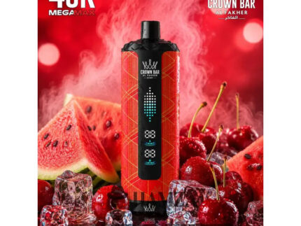 Crown Bar Al Fakher Mega Max 40K Puff Watermelon cherry - كراون بار الفاخر ميجا ماكس 40 ألف بف بطيخ شيرى - 40000 / 5mg