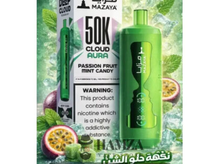 Mazaya Disposable Cloud Aura 50K Puff Passion Fruit Mint Candy - مزايا ديسبوزابل كلاود أورا 50 ألف بف باشن فروت نعناع