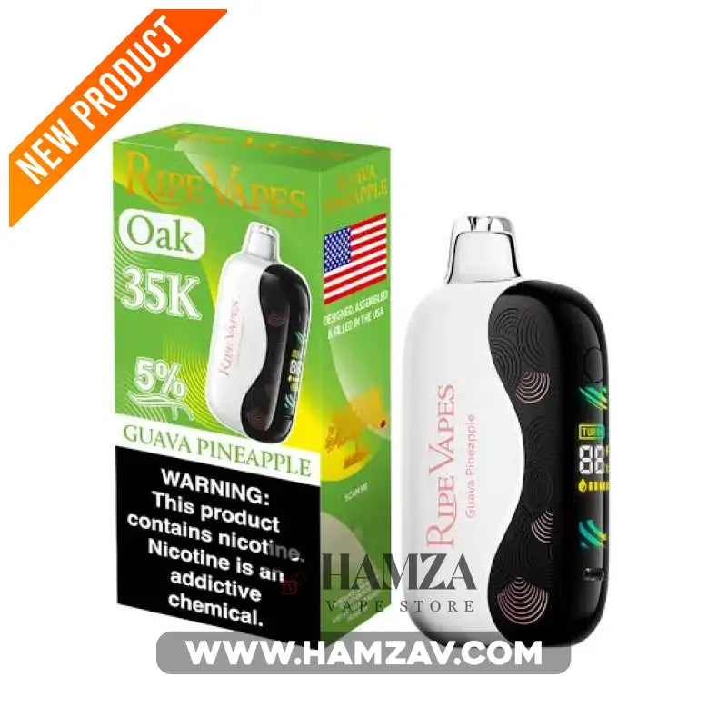 Ripe Vapes Oak Disposable up to 35000 Puff Guava pineapple - رايب فيب أوك ديسبوزابل 35000 باف جوافة أناناس - 35000 / 2%
