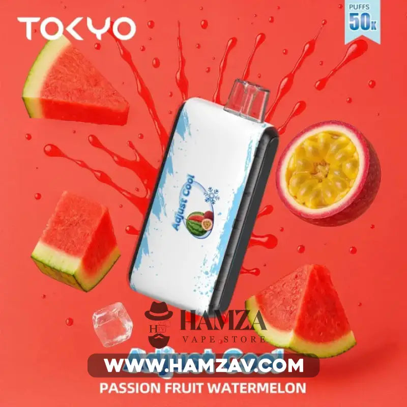 tokyo-adjust-cool-disposable-50k-puffs-passion-fruit-watermelon-twkyw-thkm-ays-50-alf-bf-btykh-bashn-frwt-50000-750mah-30ml-292 ADJUST COOL Disposable 50K Puffs Passion Fruit Watermelon - أدجوست كول 50 الف بف بطيخ باشن فروت 50000 / 750MAH / 30ML
