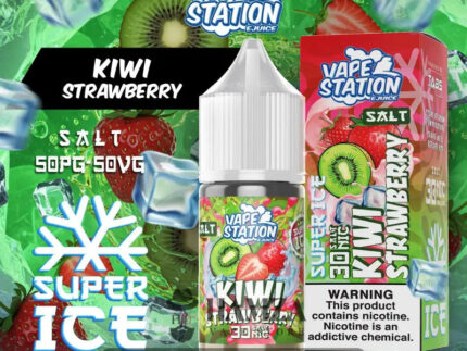 Vape Station SaltNic Super Ice Kiwi Strawberry فيب ستيشن سولت سوبر ايس فراوله كيوي.jpg Egyptian Liquid