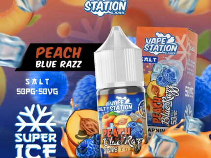 Vape Station Saltnic Super Ice Peach Blue Razz - فيب ستيشن سولت سوبر ايس خوخ