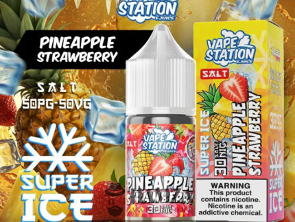 Vape Station SaltNic Super Ice Pineapple Strawberry فيب ستيشن سولت سوبر ايس اناناس فراوله.jpg Egyptian Liquid